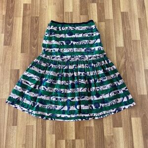 ODEEH by Anthropologie mermaid sailor nautical green blue novelty retro skirt M
